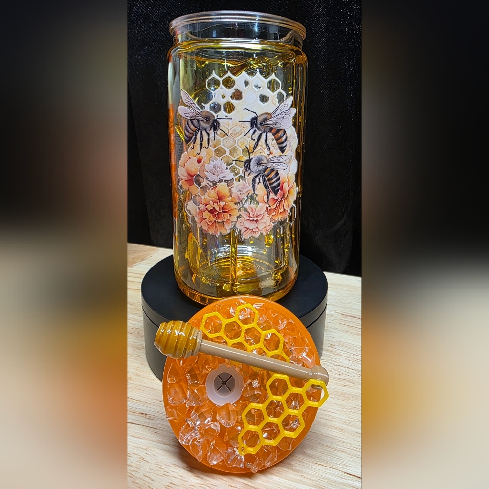 16oz Floral Honey Drip Tumbler
